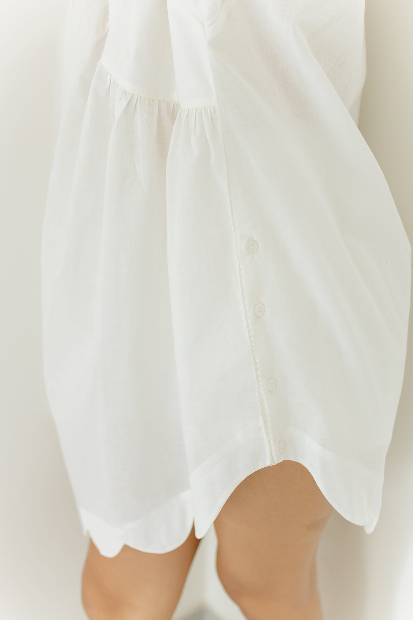 White Short Dress with Raglan Sleeves