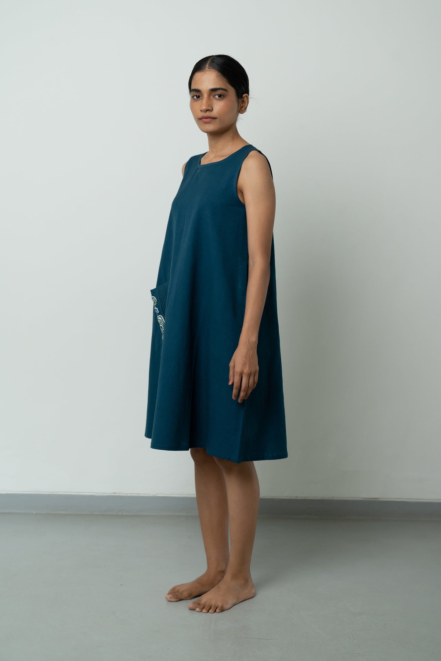 Indigo A-line Blue Pocket Dress