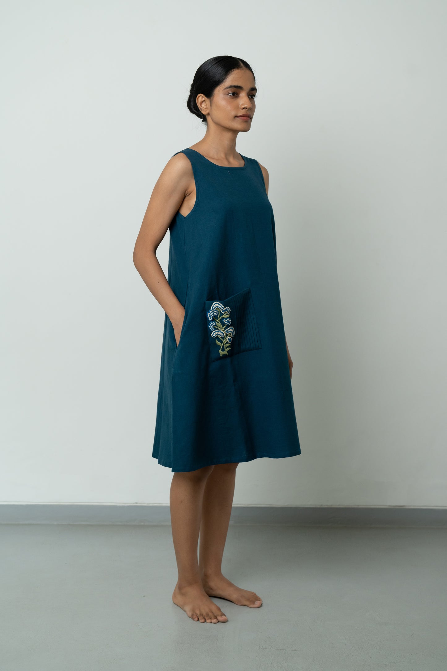 Indigo A-line Blue Pocket Dress
