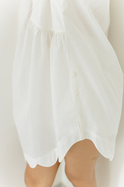 White Short Dress with Raglan Sleeves