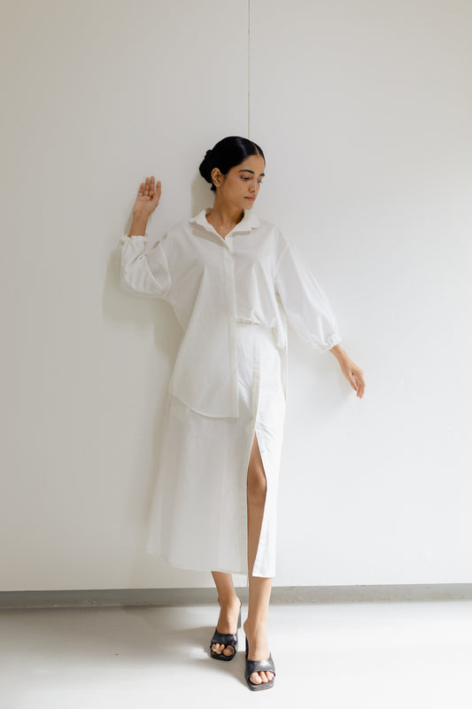 Single Slit White Skirt