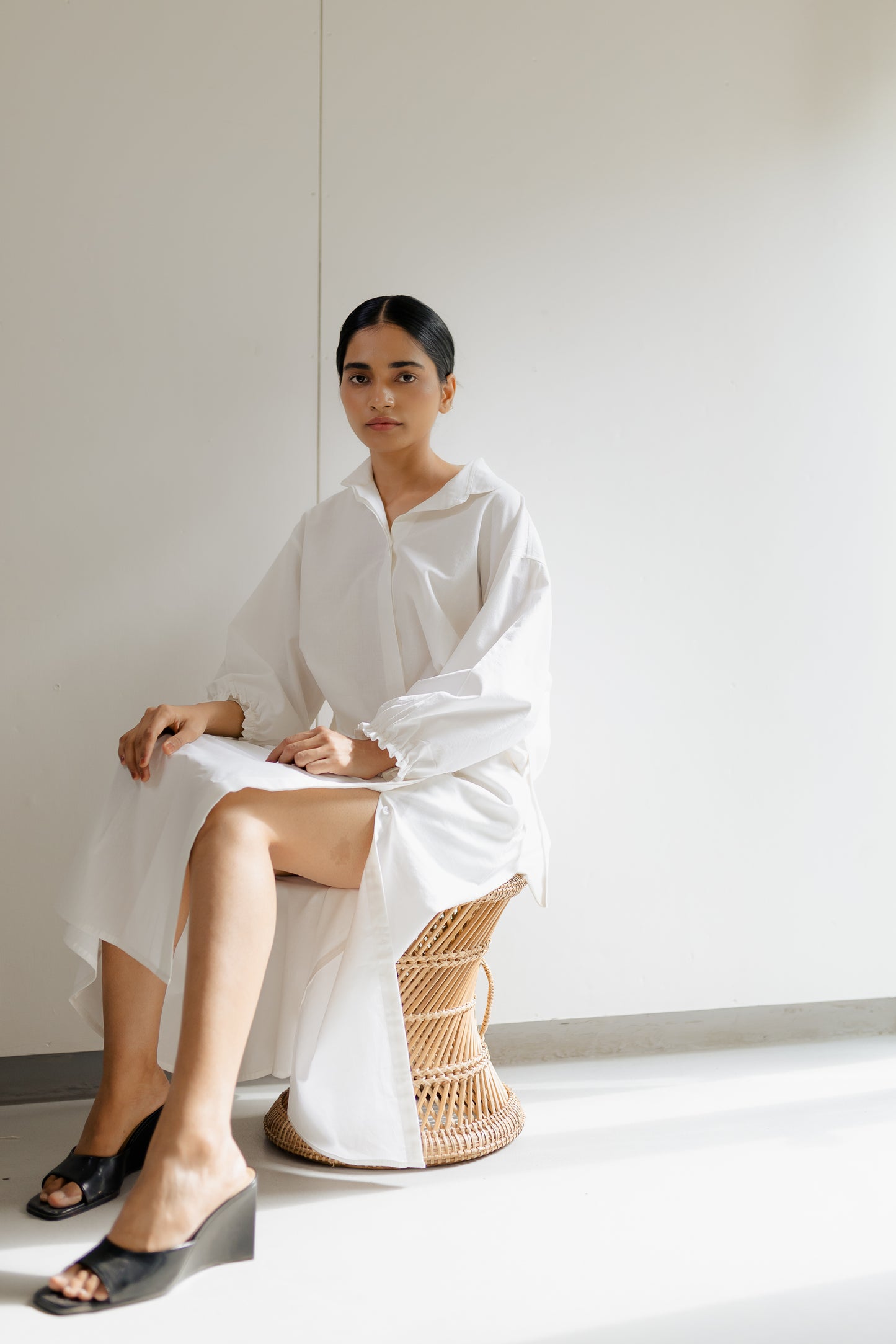 Single Slit White Skirt